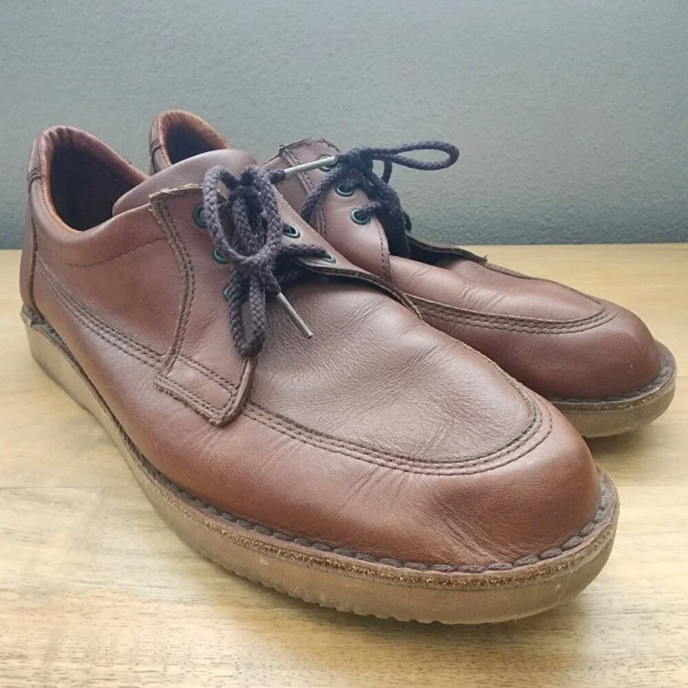 Vintage Dexter Light Brown Tan Leather Vibram Shoes Mens Size 10 USA